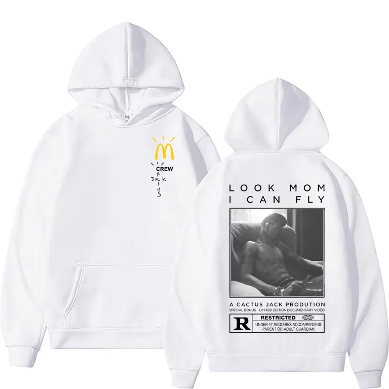 Travis Scott Look Mom I Can Fly Hip Hop Rapper Hoodie Classic Crew Cactus Jack Hoodie Rocky Tops Regular Men Women Sweatshirt