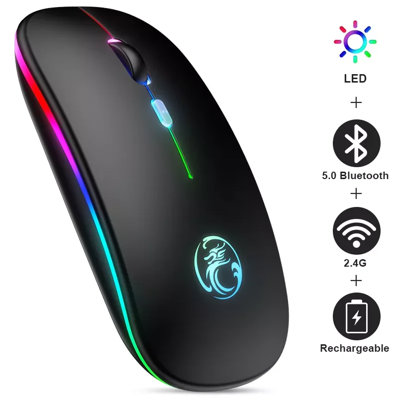 

Wireless Mouse For Computer Bluetooth RGB Mouse Silent Rechargeable Mause Ergonomic USB Mice Backlit PC Gamer Mouse For Laptop