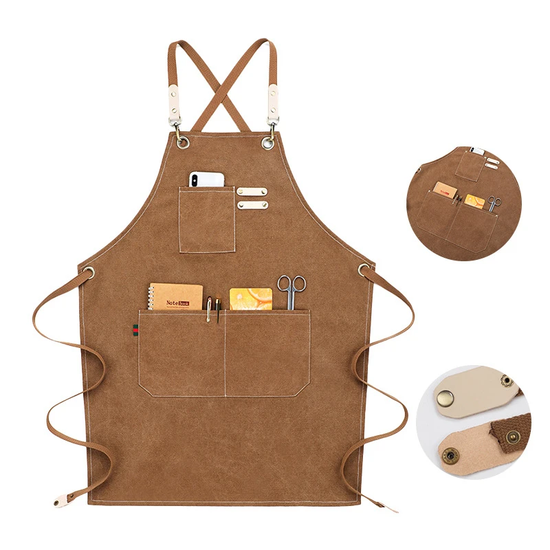 

Кухонные фартуки для мужчин и женщин, брезентовый рабочий шеф-повар с карманами для инструментов, для гриля, ресторана, бара, магазина, кафе, ...