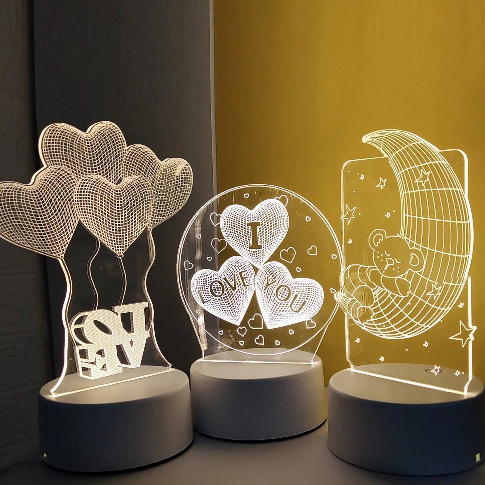 

3D Lamp Acrylic USB LED Night Lights Neon Sign Lamp Xmas Christmas Decorations for Home Bedroom Birthday Decor Wedding Gifts