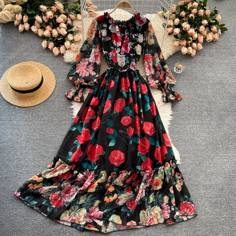 

Светильник кие Роскошные платья для женщин, Новинка весна-лето 2022, милое элегантное женское платье с круглым вырезом и элегантным принтом, д...