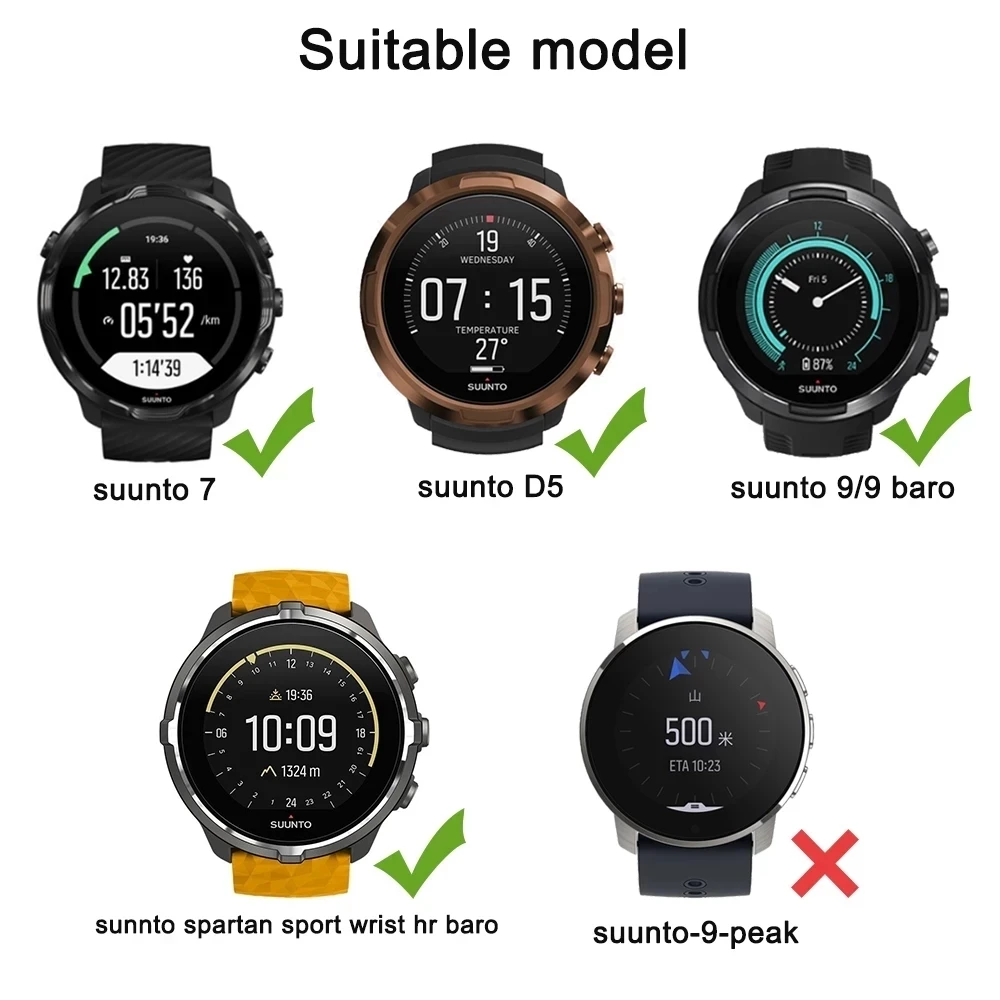 Ремешок силиконовый для спортивных часов Suunto9 Suunto 9 BARO 7 D5/Suunto Spartan Sport/HR/Baro 24 мм -