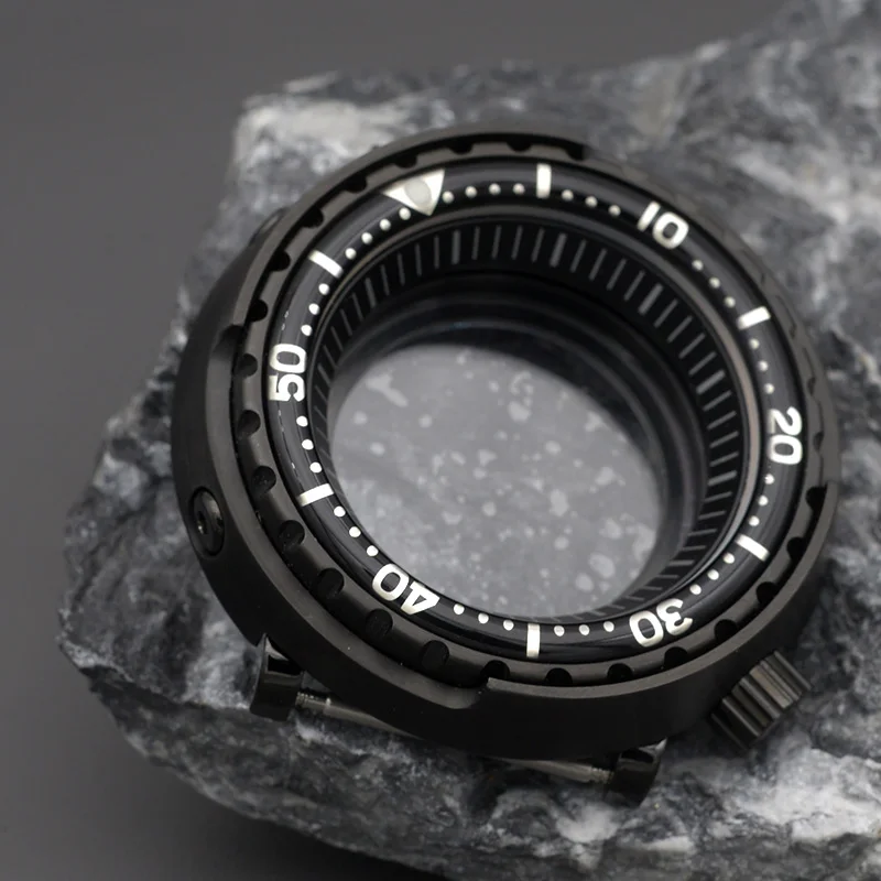Black Tuna Canned Watch Case Fit NH35 NH36 Movement SBBN031/SKX007 Men's Watch Repair Water Resistance Diver Case Watch Parts