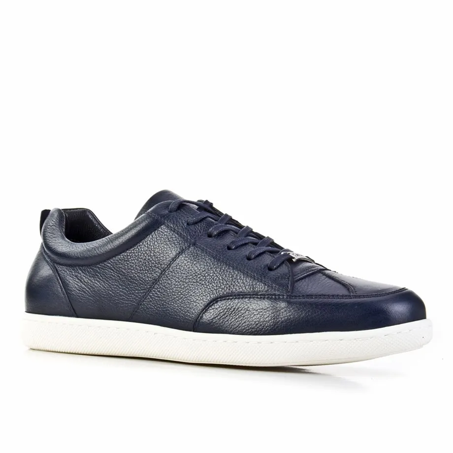 

Genuine Leather Navy Blue Lace-Up Men Casual Shoes