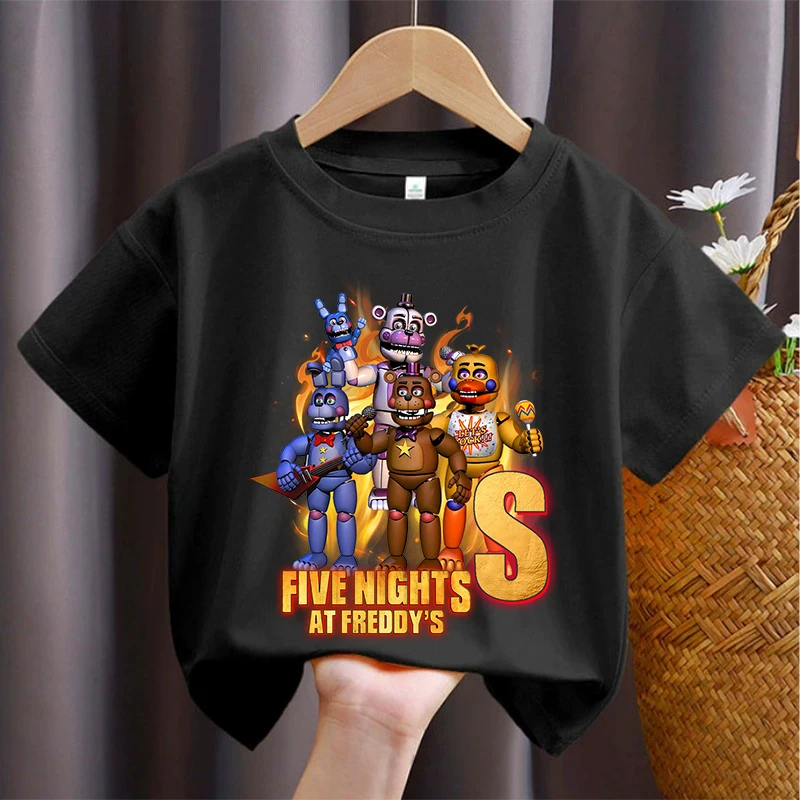 Детская футболка Five Nights At Freddys FNAF, футболка с мультяшным принтом и буквами для мальчиков, повседневные спортивные топы с короткими рукавами, детская одежда (art.: 3920d41fdeb86) - 3920d41fdeb86