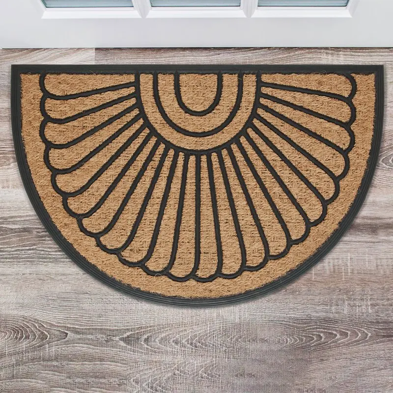 

Sunburst Coir and Rubber Outdoor Doormat, , 24" x 36", Half-Round, Natural