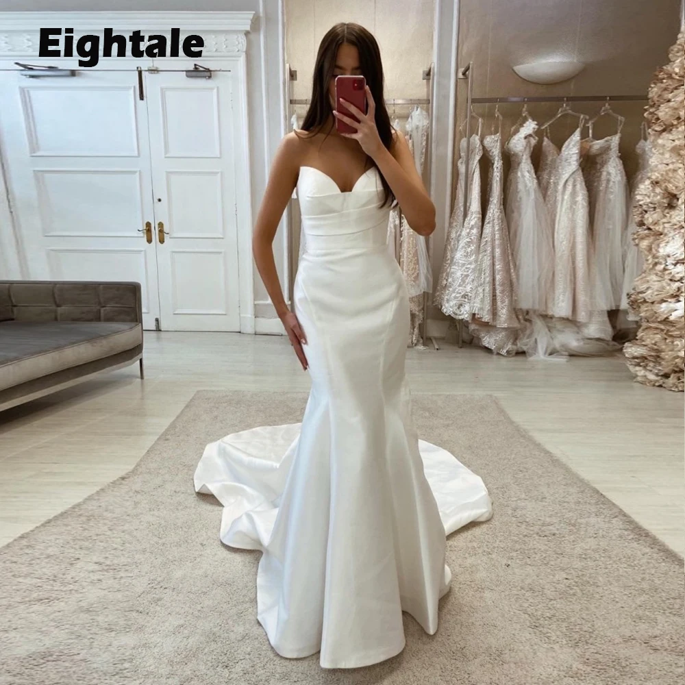 

Eightale Sexy Wedding Dress Satin Sweetheart Formal White Ivory Custom Made Beach Mermaid Birdal Gowns Boho vestido novia