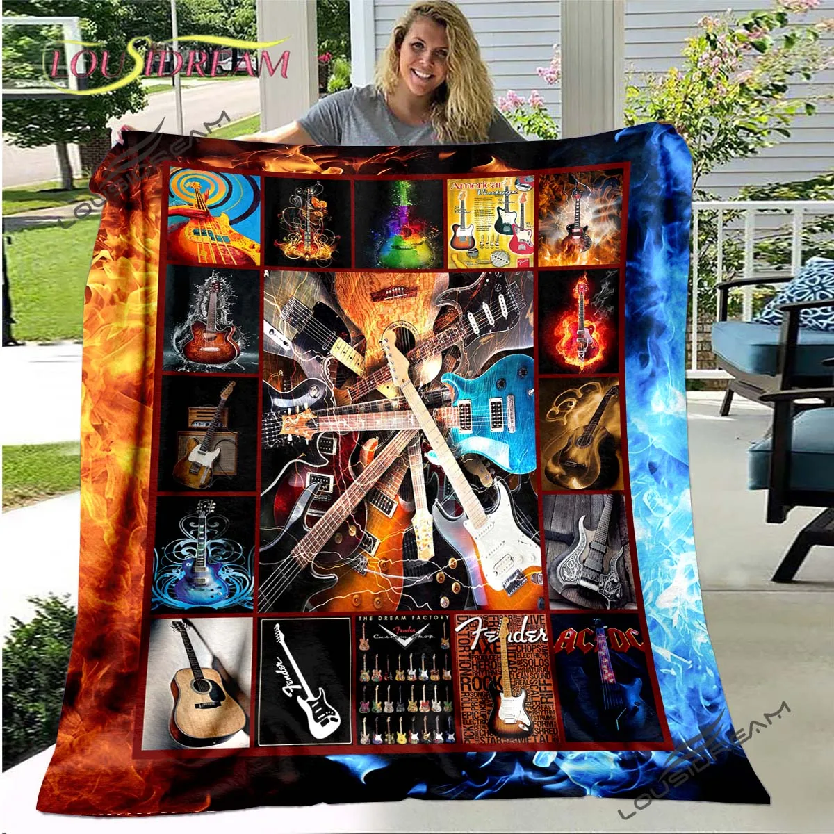 

Одеяло для гитары, детское фланелевое одеяло с принтом «сделай сам»