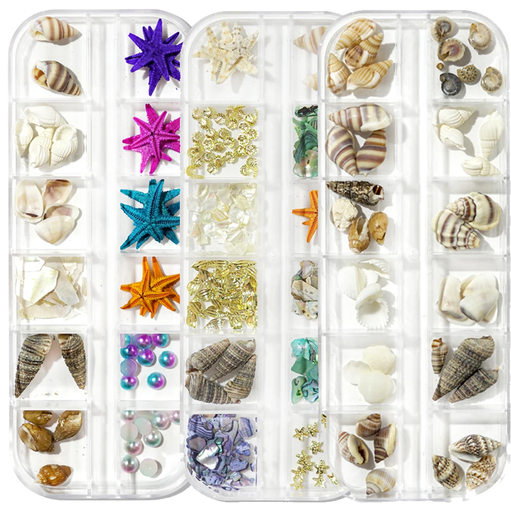 Summer Nail Art Rhinestones Ocean Nail Charms Shell Starfish Conch Sea Series 3D Beach Nail Design Accessories Manicure DIY