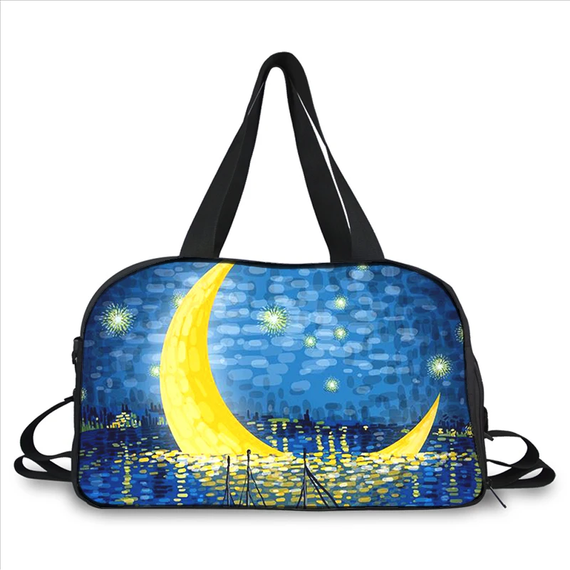 Van gogh art painting 3D printing fashion trend portable large capacity multi-function messenger bag travel bag