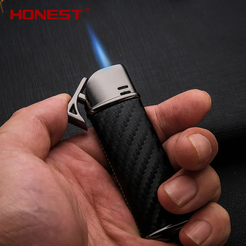 Honest Personalized Creative Square Straight Metal Windproof Gas Lighter Kitchen Outdoor Cigar Lighter Men's High End Gift