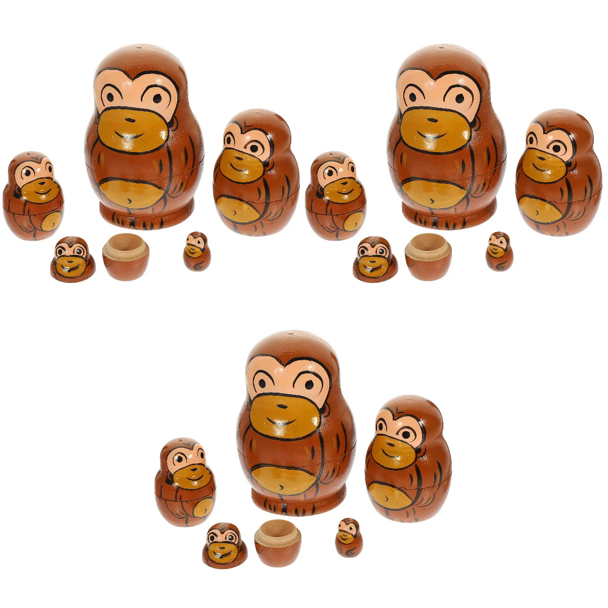 

3 Sets of Russian Dolls Monkey Stacking Dolls Cartoon Dolls Nesting Dolls for Kids