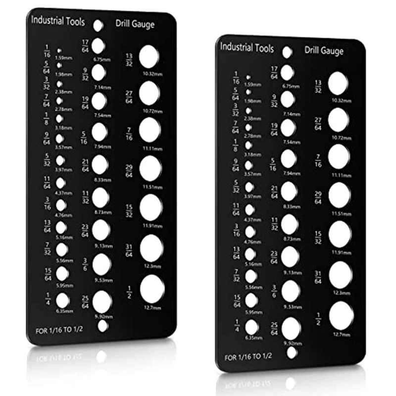 

2 шт. манометр для сверл, манометр для сверл размером 1/16-1/2 дюйма, манометр для метрического индекса сверла, десятичный винт, металлический манометр