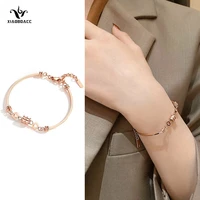xiaoboacc titanium steel rose gold bracelet for women fashion adjustable chain bangle jewlry wholesale