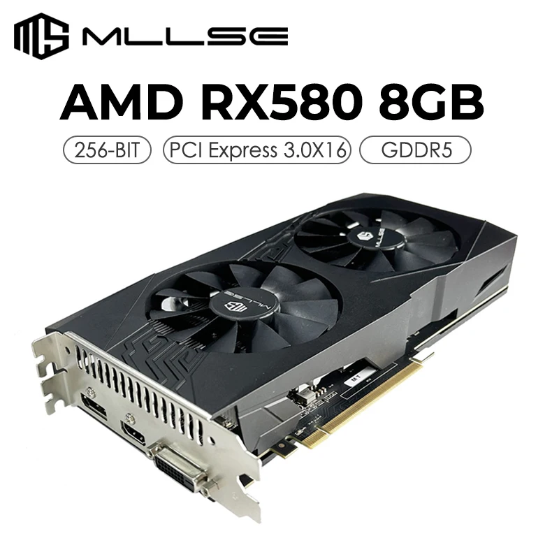 AMD RX 580 8GB 2048SP Radeon Graphics Card GDDR5 256-bit PCI Express 3.0 ×16 Gaming Видеокарта