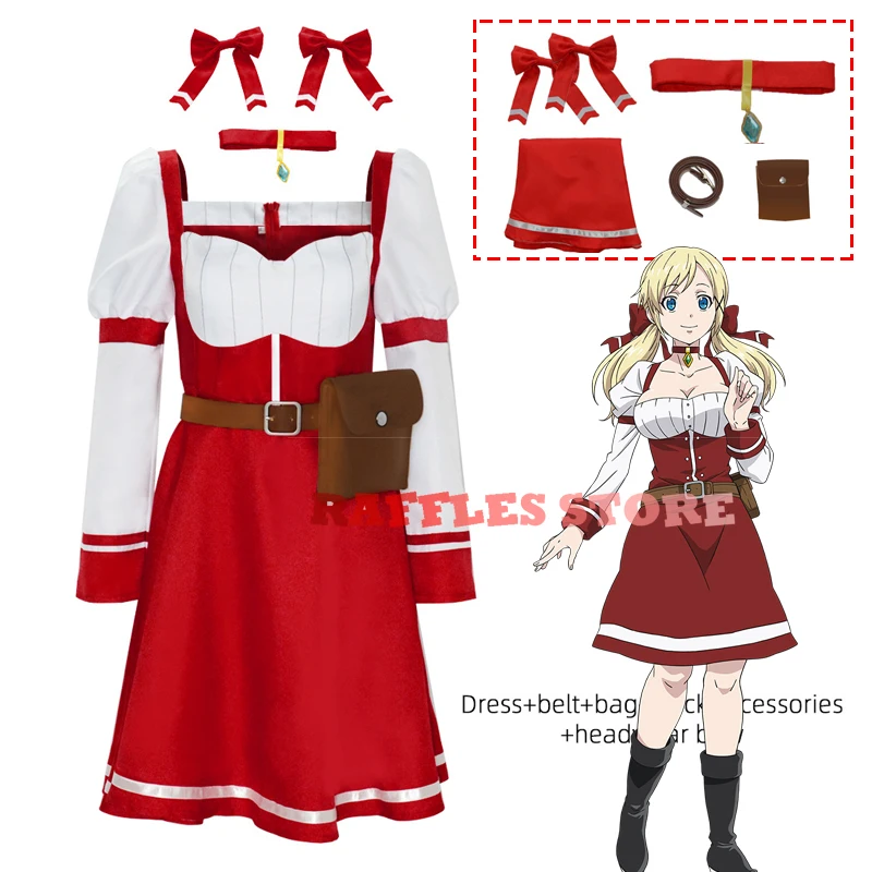 

Yuna Eunice Cosplay Anime The Legendary Hero Is Dead Cosplay Halloween Yuusha Ga Shinda Costume Dress Red Suit Party Dress