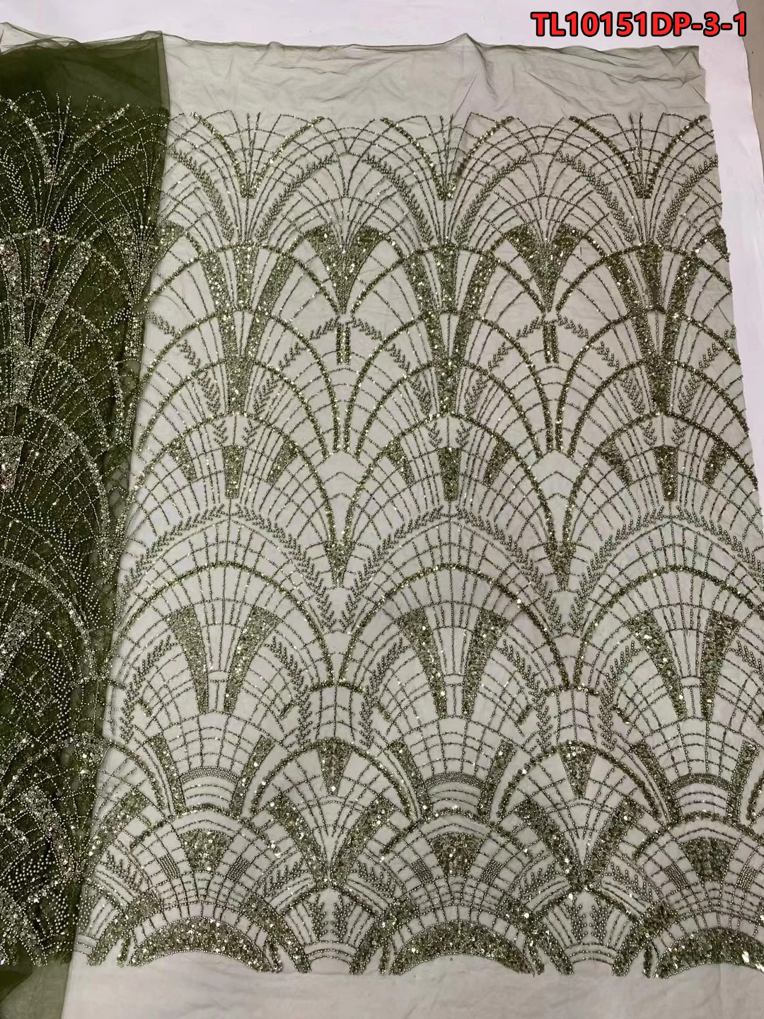 

New Luxury Bridal tulle sequins lace wedding beaded and pearls fabrics for European style dress TL10151DP