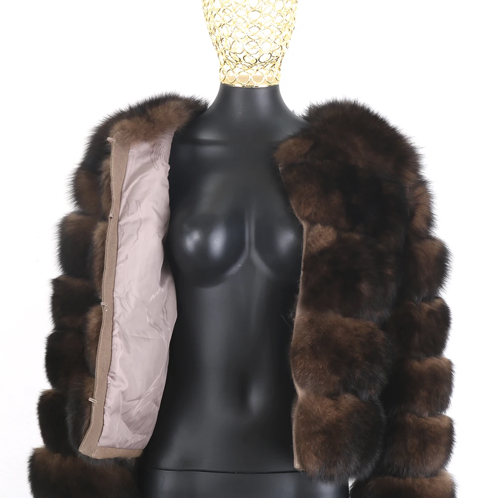 2022 New100% Natural Fur Jacket Female Winter Warm Leather Fox Fur Coat High Quality Fur Vest Style Real Fur Coat  Free shipping