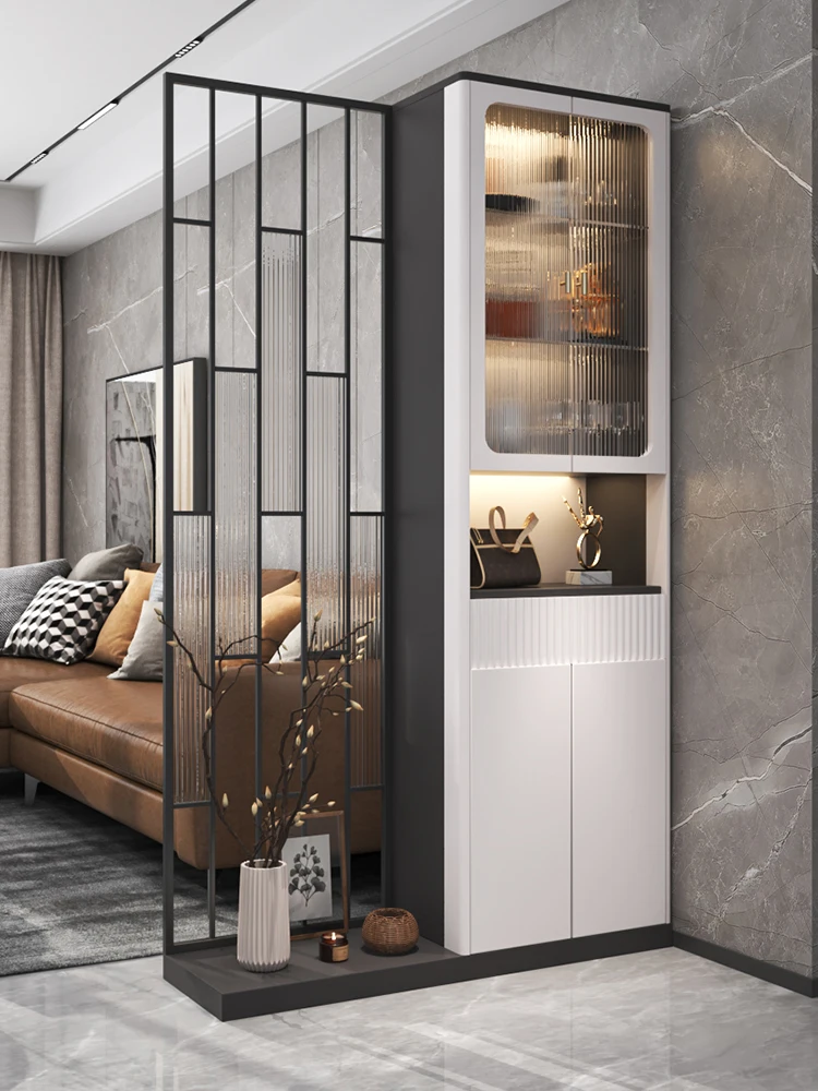 

Новый светильник лый роскошный шкаф для прихожей с перегородкой на экран гостиной винный шкаф современный простой вход крыльцо обувной шка...