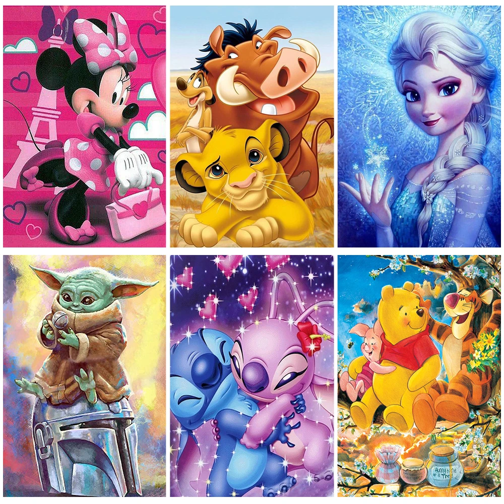 

Disney Cartoon 5D Diamond Painting Lilo & Stitch Mickey Mouse Master Yoda Embroidery DIY Picture Rhinestones Home Decor Gift