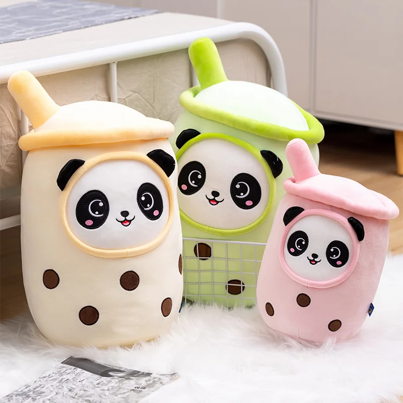 

New Arrival 23cm Stuffed Panda Boba Pillow Boba Tea Plush Toy