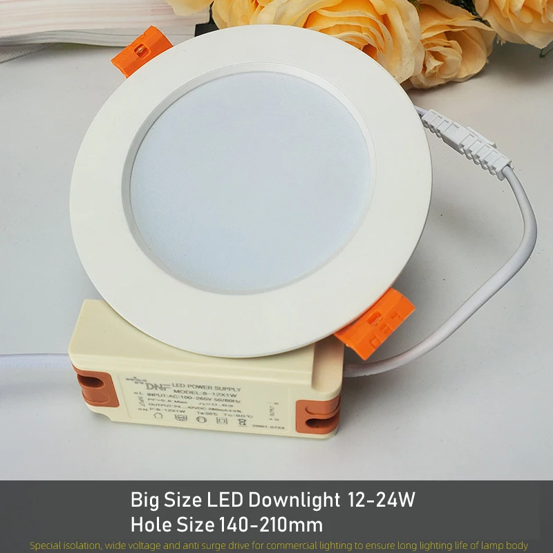 

Big Size Downlights LED Ceiling 12W 15W 18W 24W Hole 140-210mm Shopping malls clothing stores hotels LED highlight, die-cast