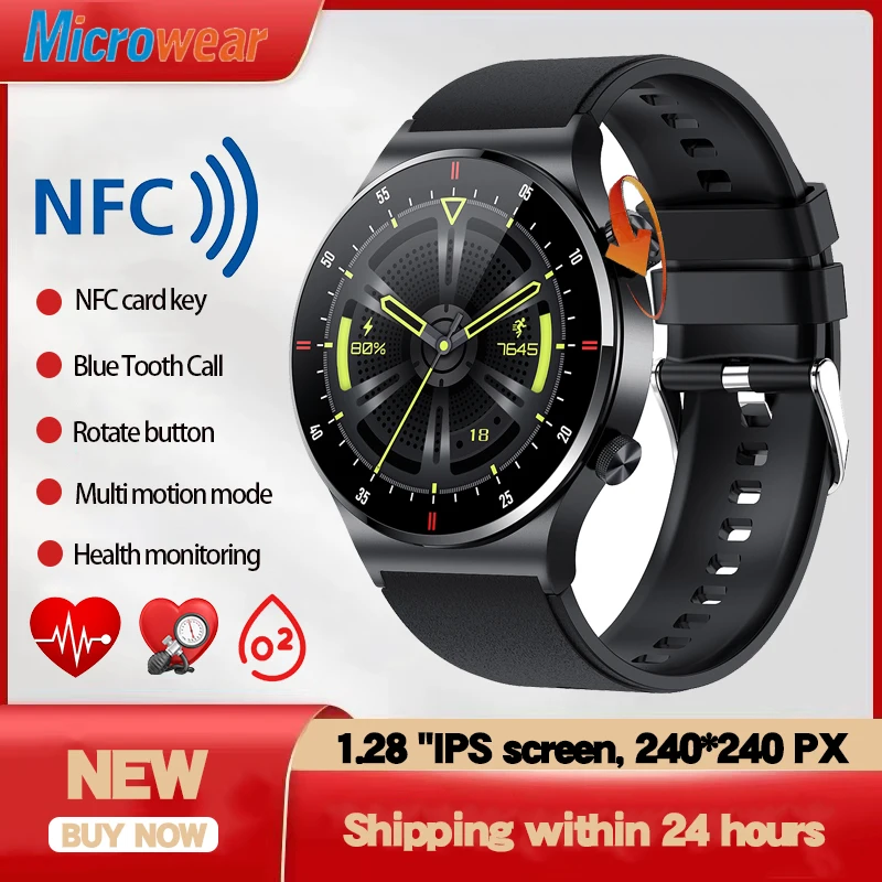 

2022 New Men Blue Tooth Call Smart Watch NFC Card Key Heart Rate Blood Pressure Testing Sports Fitness Tracker Women Smartwatch