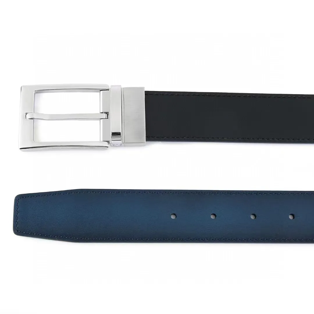 Men's fashion double-sided leather belt women's belt cow belt trend design 3.5cm male and female belt