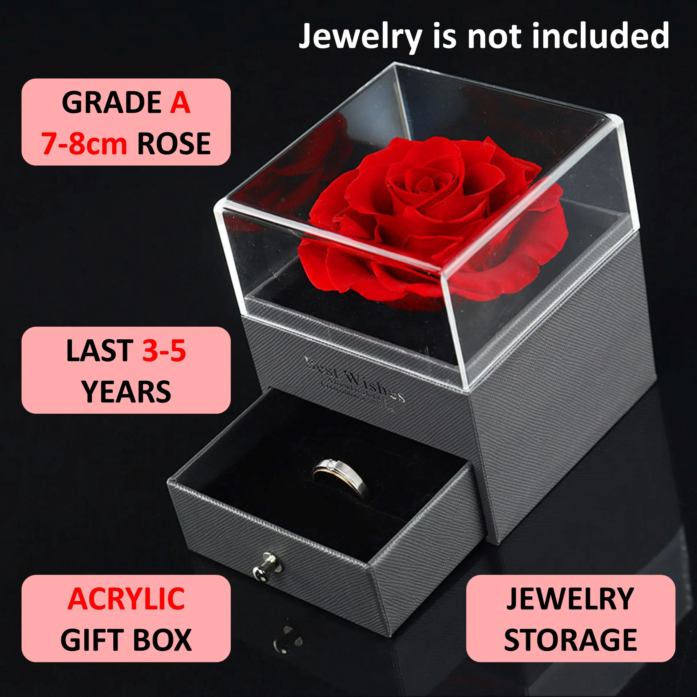 

Preserved Rose Birthday Gifts for Women Mom Girlfriend Gifts for Mom Grandma Wife Daughter Sister Jewelry Boxes