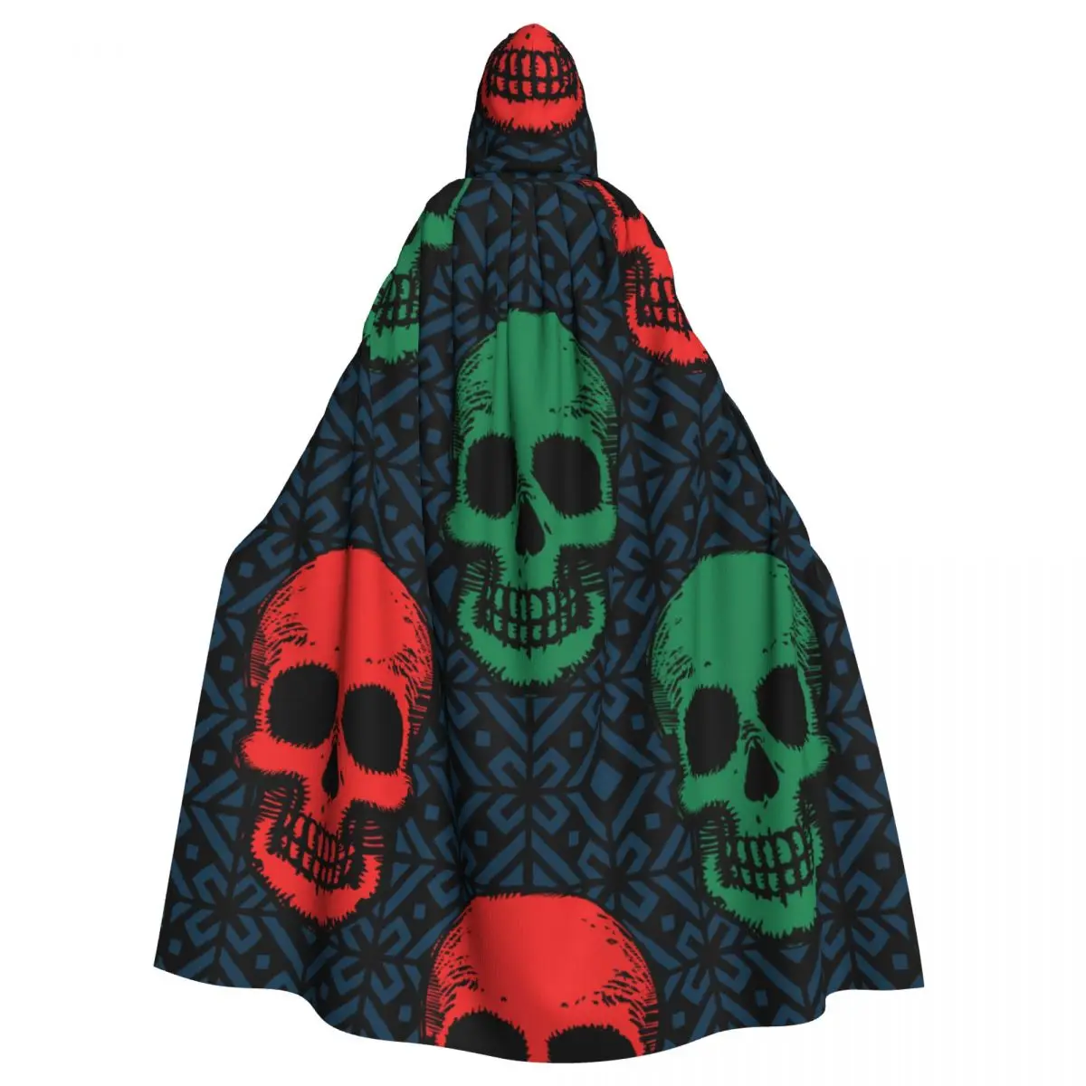 

Long Cape Cloak Colorful Skulls Illustration Hooded Cloak Coat Autumn Hoodies
