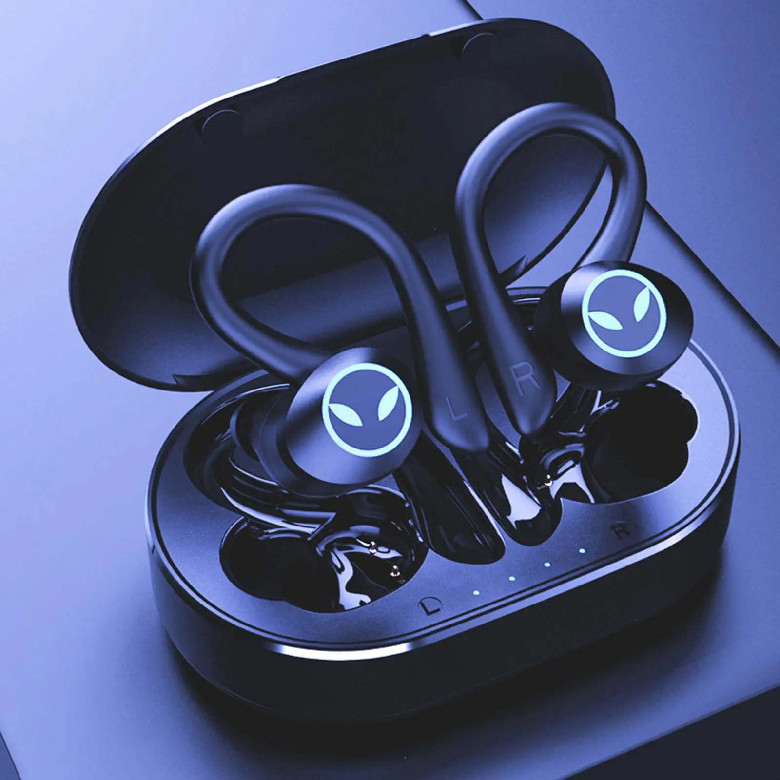 

Earhook Earbuds with Charging Case IPX7 HiFi for Gaming Sports Jogging