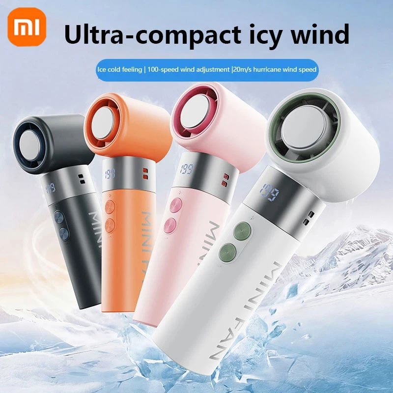 Фото Портативный мини-вентилятор Xiaomi MIJIA с функцией охлаждения, бесшумный, высокоскоростной, с ультрадолгим временем работы от батареи, для ежедневного использования на улице №1