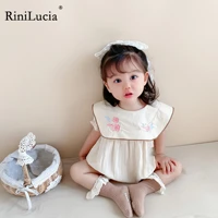 rinilucia korean style infant baby girls cotton short sleeve flower jumpsuit toddler baby girl rompers summer baby girl clothes
