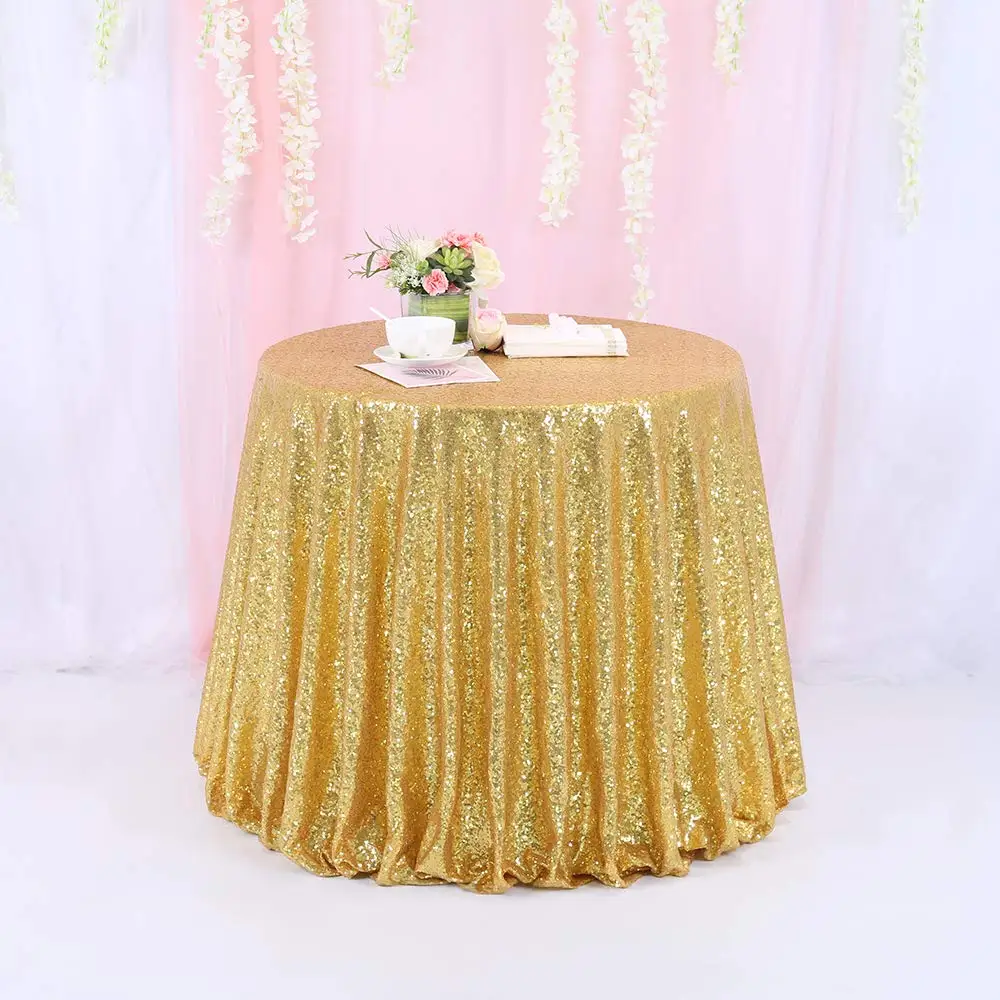 

Royaltime Sequin Round Tablecloth Gold Sequin tablecloth on the table decoration for dinner party Wedding birthday tablecloth
