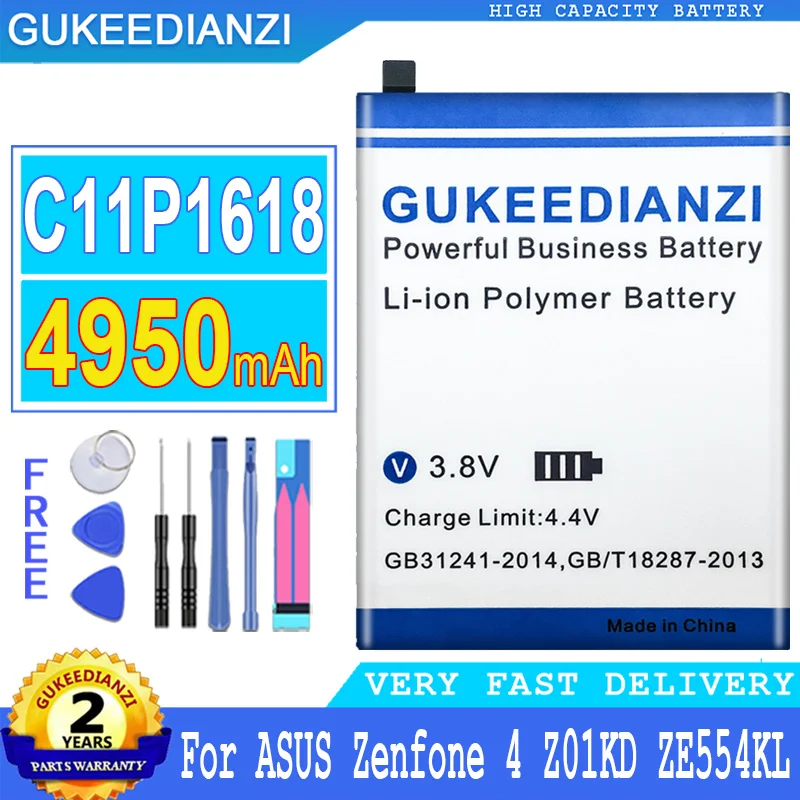 

4950mAh GUKEEDIANZI Battery C11P1618 For ASUS Zenfone 4 Z01KD ZE554KL ZenFone 5Q Lite ZC600KL X017DA Z01KDA Z01KS X017D Bateria