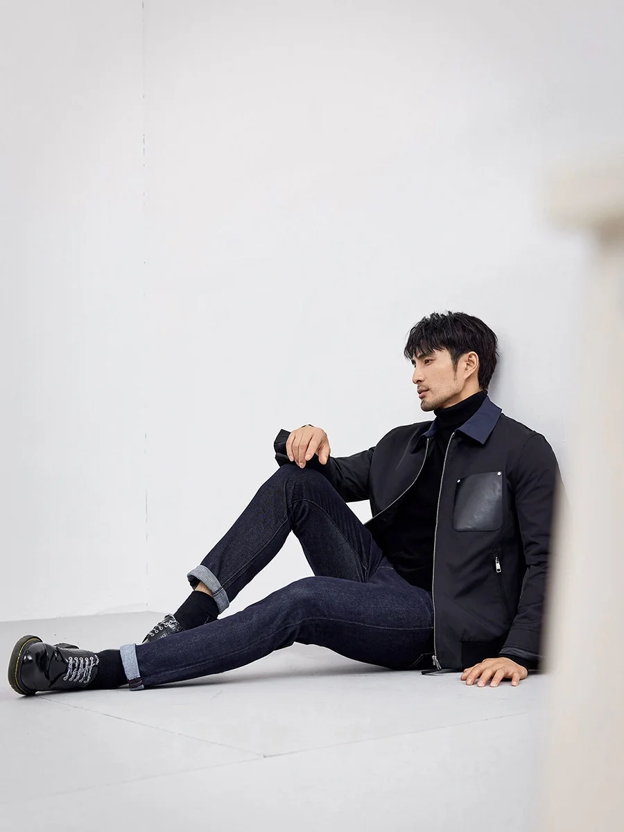 Ты красивый синий друг ~ Высококачественная инкрустированная кожаная куртка с