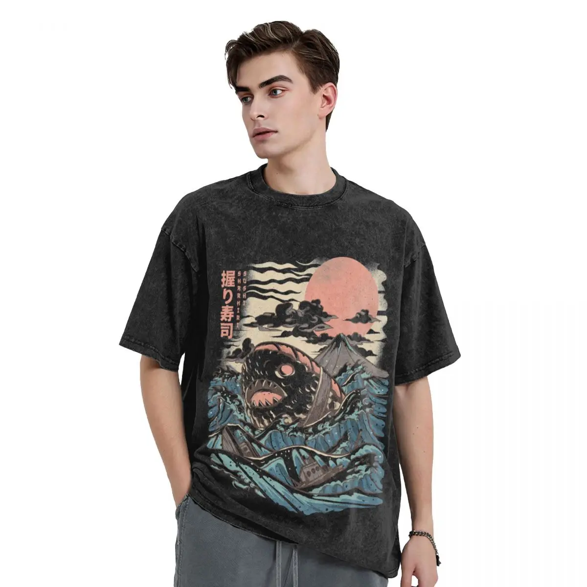 Футболка Sharkiri с суши черные футболки простые мужские