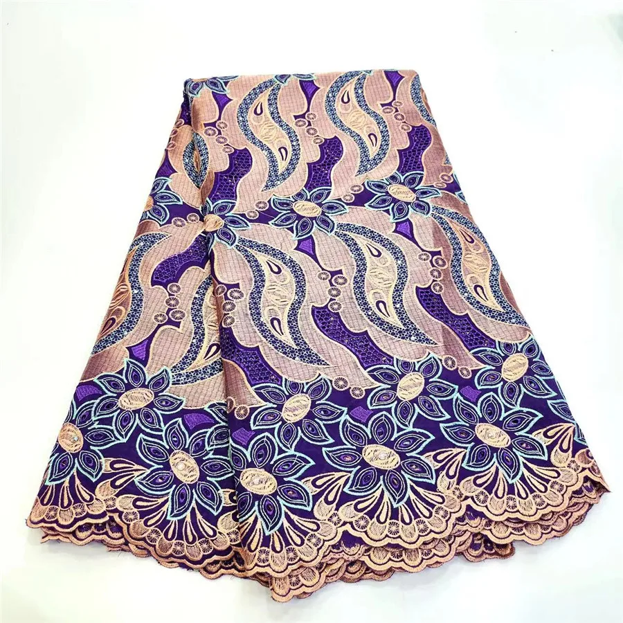 

Latest African Cotton Dry Fabric Swiss Voile Lace Material Nigerian Embroidery Cloth Tissu Brode Coton Africain For Sewing AC15