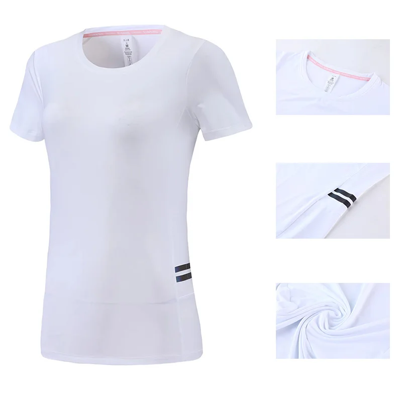 Yoga Run Clothes Breathable Sport Quick Dry Women Workout Shirts Traning Gym Blouse Outdoor Active Slim Short Sleeves