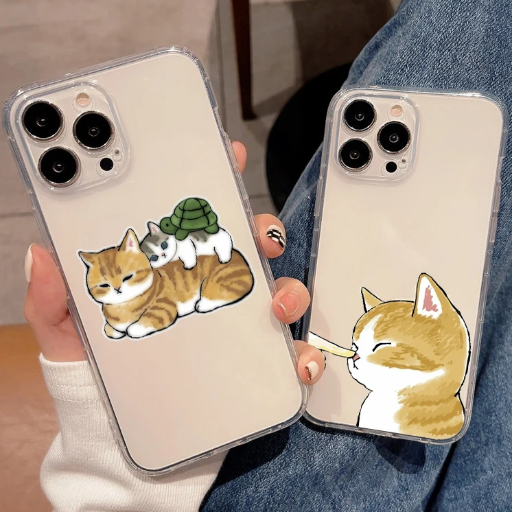 

Funny Cartoon Cat Phone Cases For iPhone 11 12 13 Mini SE 2020 6 6S 7 8 Plus X XS XR Pro Max Soft TPU Cover Shell