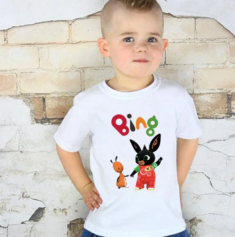 

Bing Rabbit anime children boys and girls black ear rabbit round neck short-sleeved T-shirt kids summer clothes