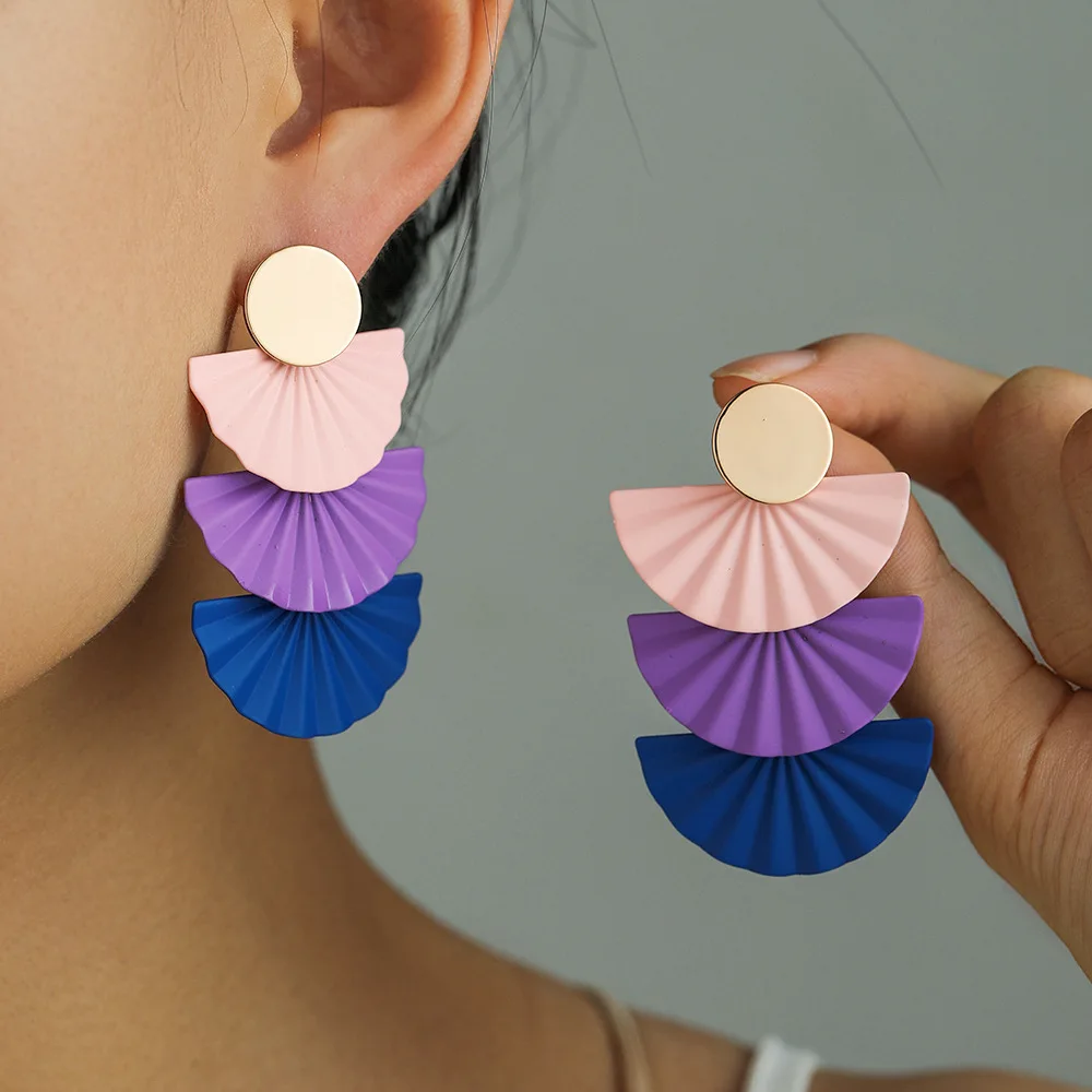 

New 2023 Geometric Triangle Earrings Metal Style Treasure Blue Paint Earrings For Women Fashion Party Dinner Ladies Jewelry