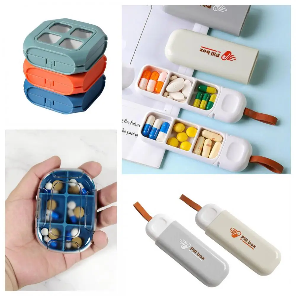

Portable Travel Pill Organizer Moisture Proof Pills Box for Pocket Purse Daily Pill Case Medicine Sealed 3-6 Grids Drug Divider