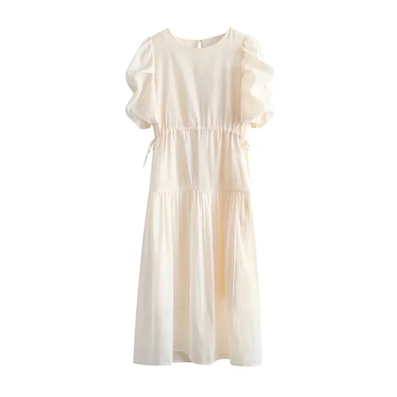 Платье с пышными рукавами и завязками на талии во французском стиле изображением