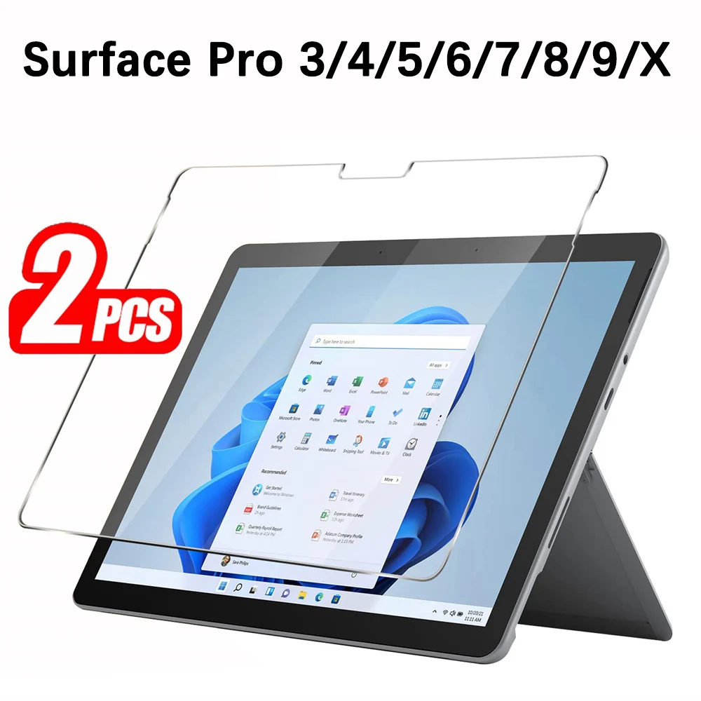 

(2 Packs) Tempered Glass For Microsoft Surface Pro 3 4 5 6 7 8 9 X 12 12.3 13 2018 2019 2021 2022 Screen Protector Tablet Film