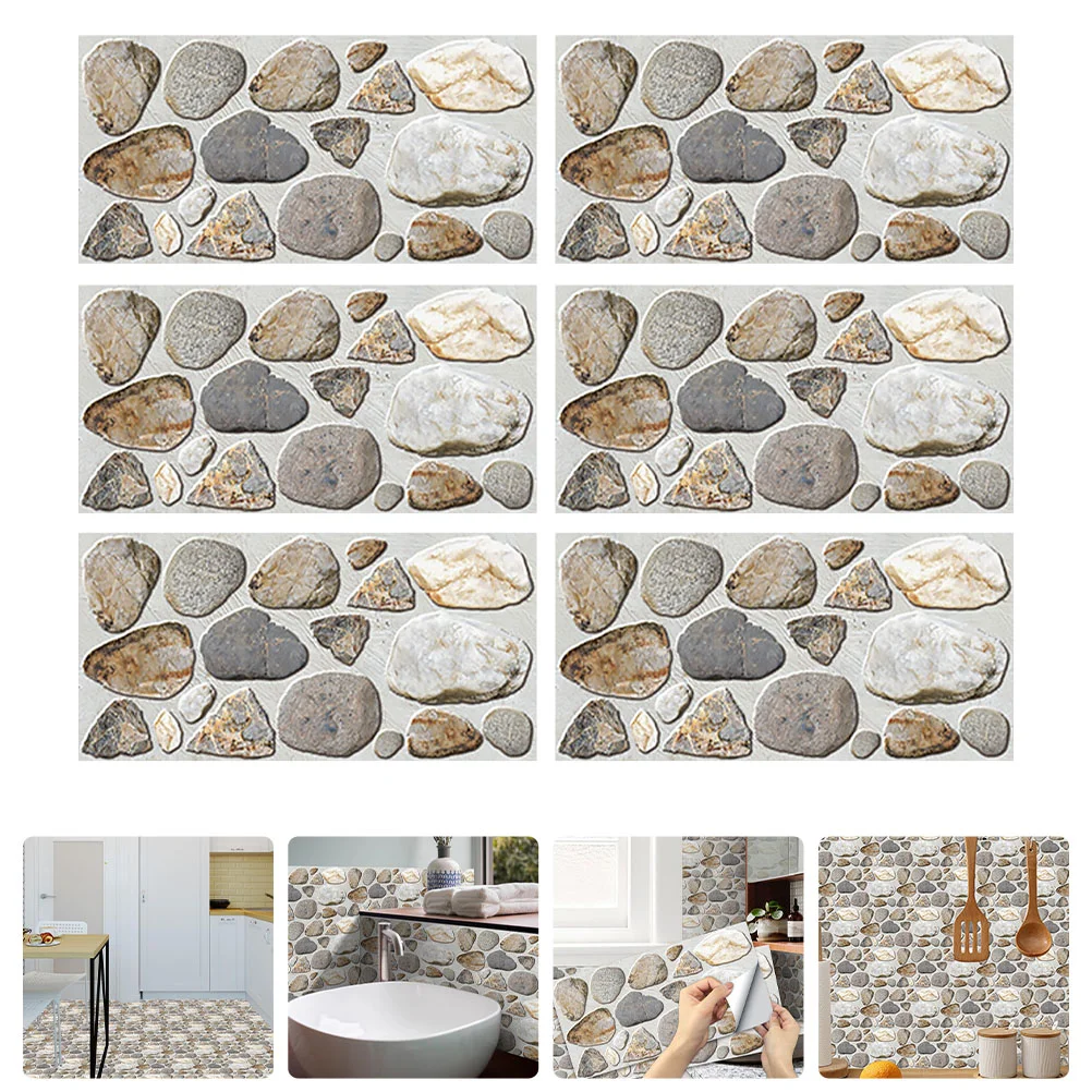 

Wallpaper Wall Stickers Kitchen Adhesive Peel Stick Stone Oilproof Bathroom Wallpapers Elf Waterproof 3D Room Living Roll Paper