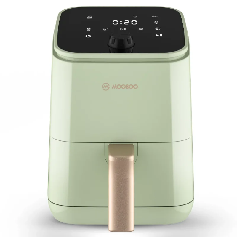 Moosoo Compact Air Fryer, 2Qt Small Air Fryer with Nonstick Basket, Touchscreen, Green