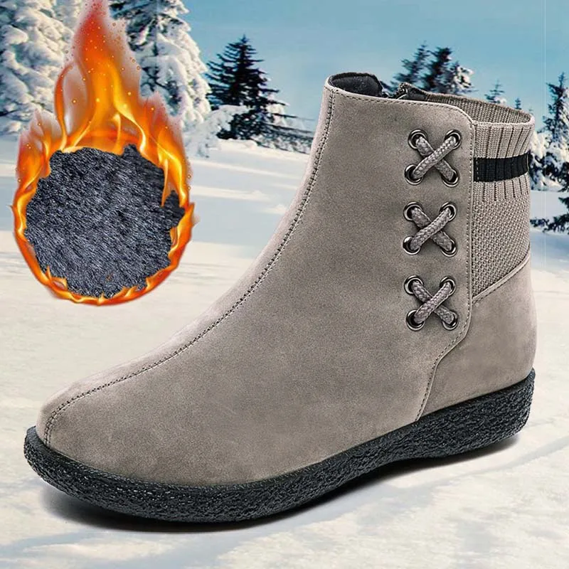 

Ladies Retro Winter Plus Size Non-slip Ankle Boots Casual Fashion Trend Mid-tube Plus Velvet Thick Warmth Plus Size Women’s Boot