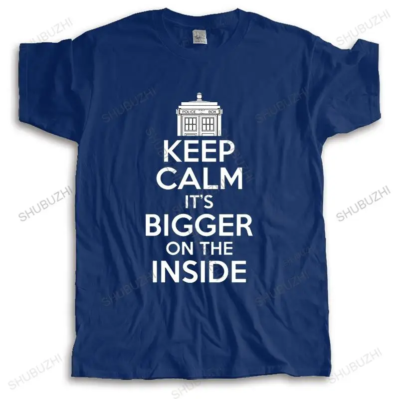

Men Summer Brand Tshirt Cotton streetwear cool T Shirt keep calm it's bigger on the inside Fashion Unisex crew neck Teeshirt