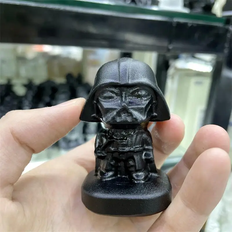

Natural Obsidian Hand-carved Cartoon Polished Crystal Healing Stone Home Decor Creative Christmas Gifts For Kids